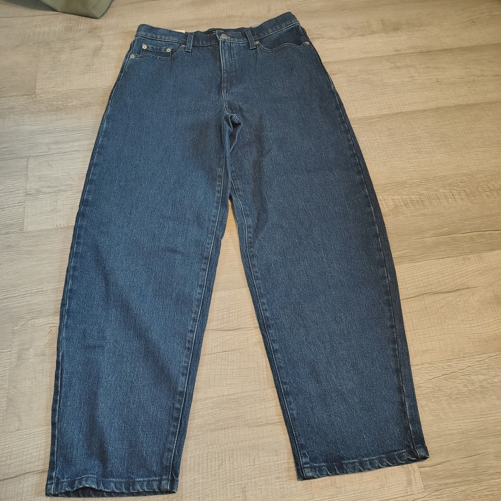 Banana Republic Barrel High-Rise Ankle‎ Jeans Dark Wash Blue 28/6 NEW